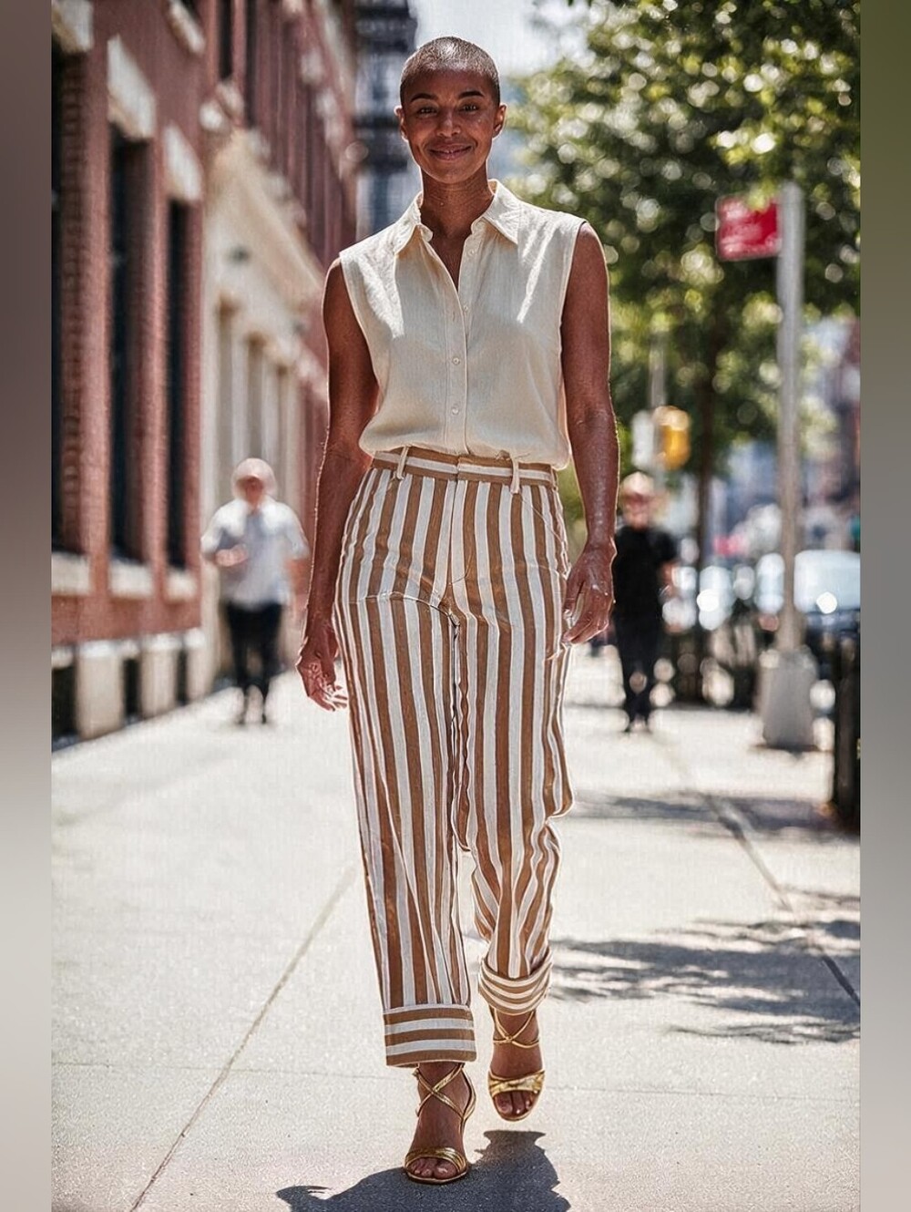 i Blues Goldenrod Striped Wide Leg Pants - Size 6 NWOT